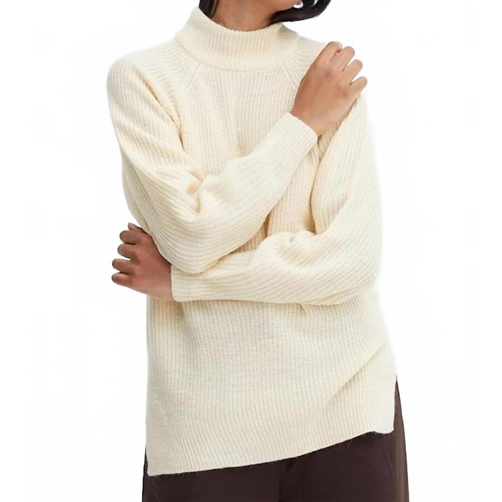 NEW ICHI marat turtleneck long sleeve sweater in tapioca